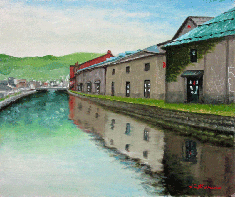 運河の橋 油絵 F8(455×380mm) - 絵画/タペストリ